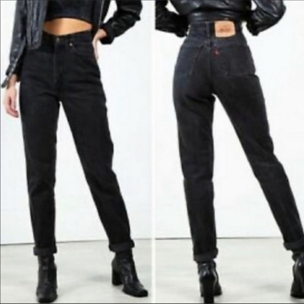 NWOT VINTAGE LEVIS 550 Black High Rise Denim Jeans Relaxed Tapered